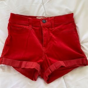 High waisted red shorts